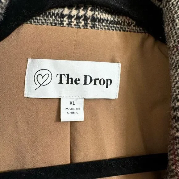 The Drop Women's Blake Tweed Plaid Long Blazer XL NWOT - Picture 3 of 12